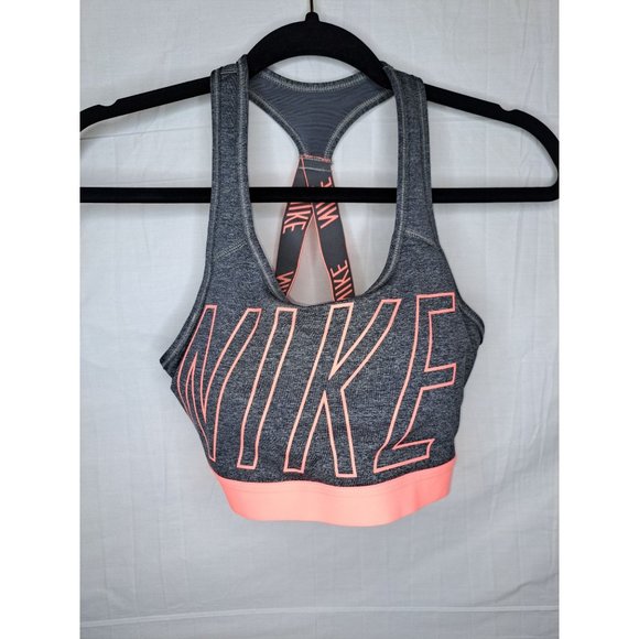 Nike Other - Nike Medium Support Bra Logo Cross Back Gray/Pink 938823-091